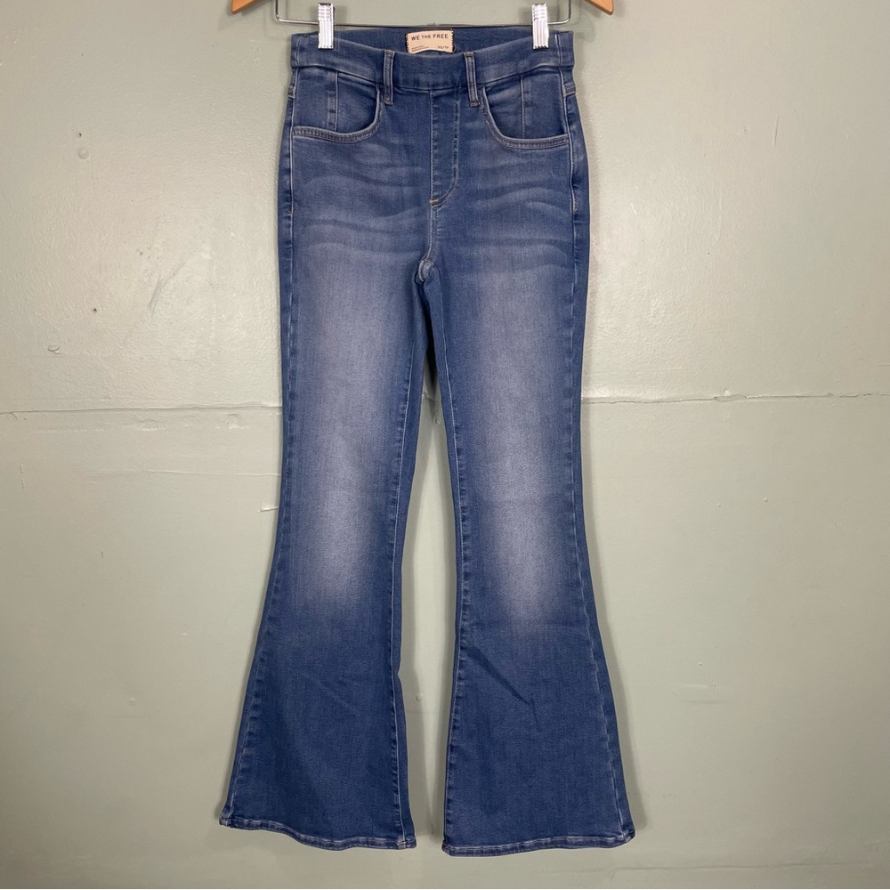 We The Free Flare Pants Jean‎ Pull On Style Size XS Blue Stretch Curvy